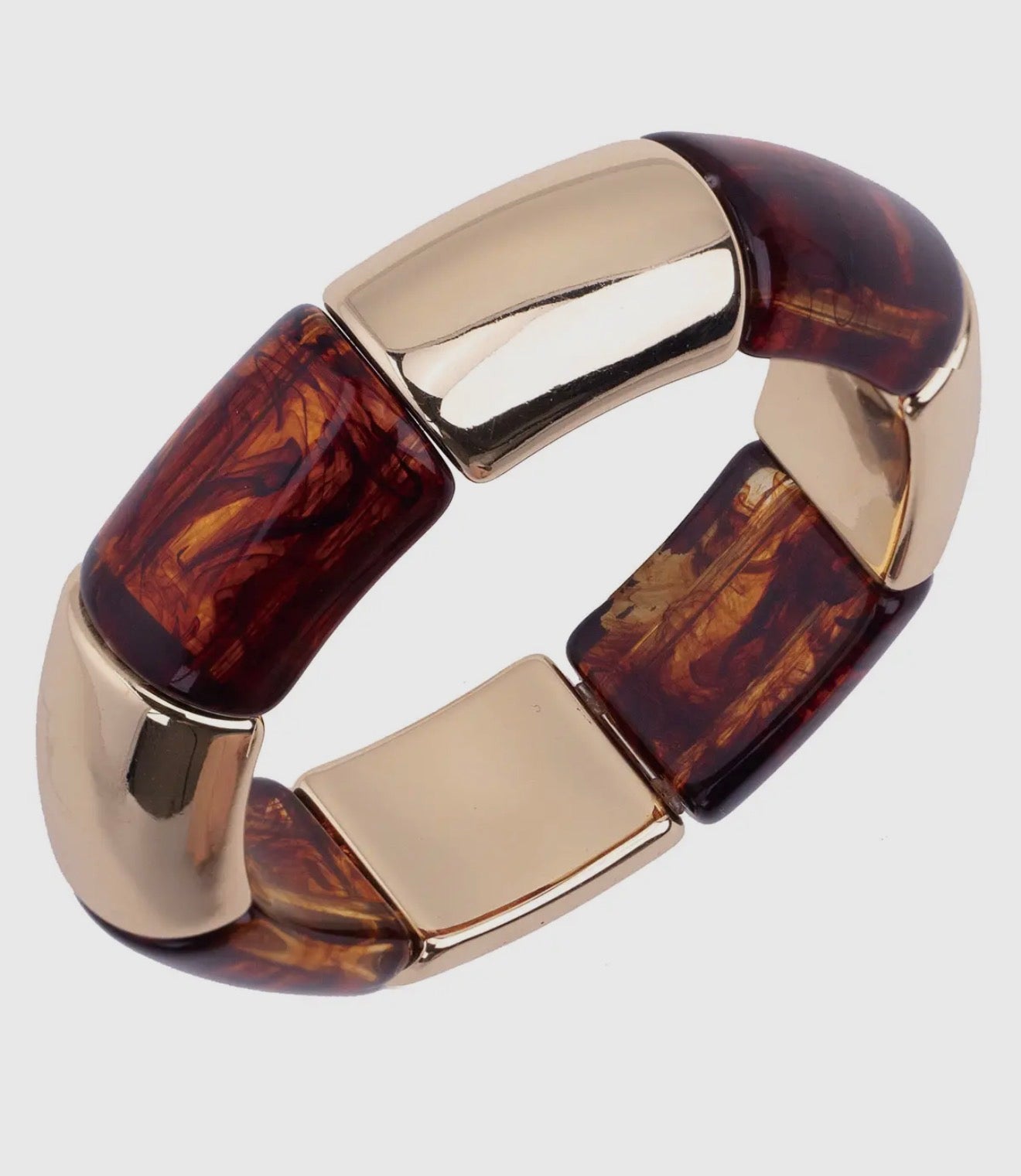 Jasmine Resin Stretch Bracelet in Tortoise