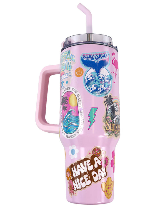 40 oz Tumbler with Stickers | Summer / Gifts