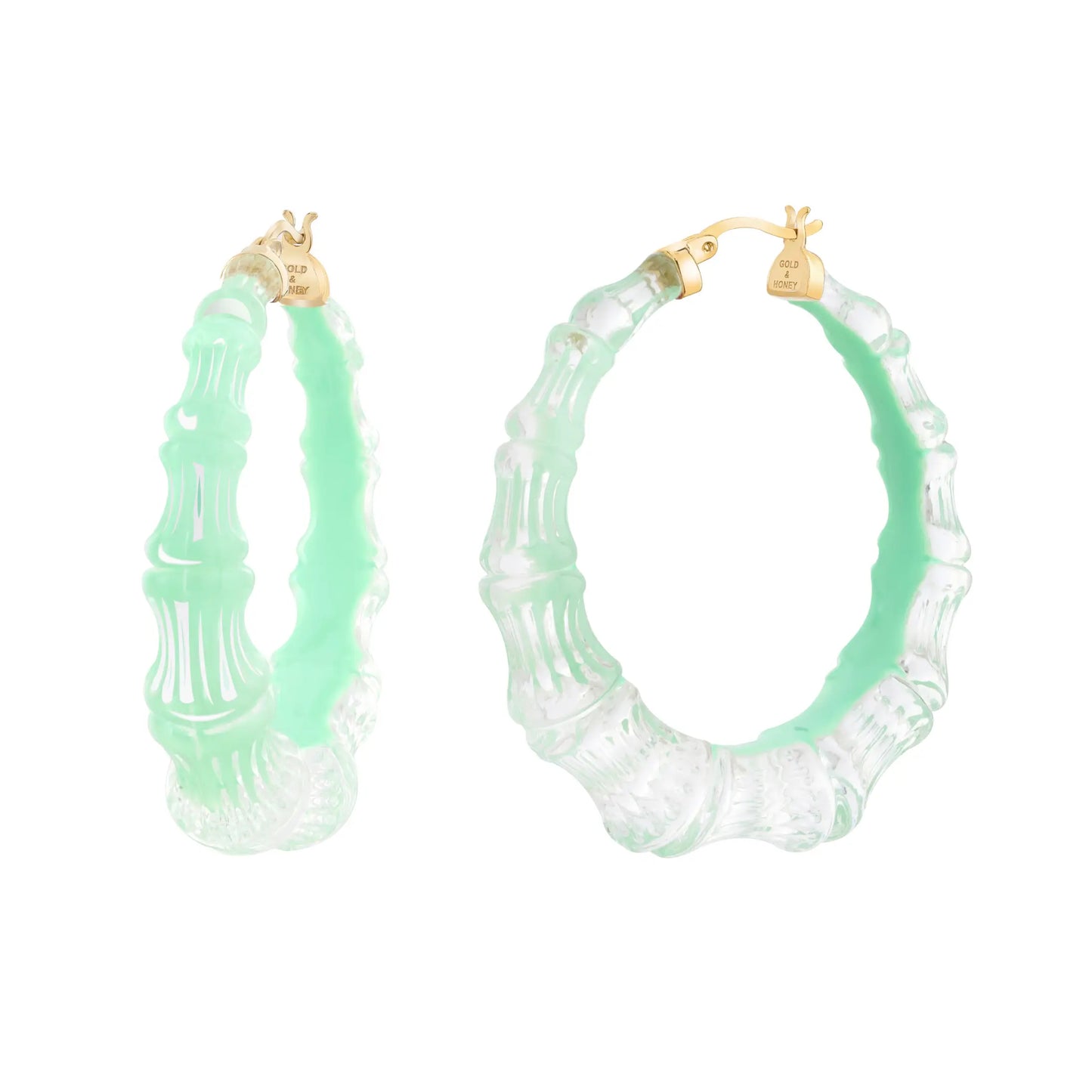 2" Illusion Bamboo Hoop Earrings in Mint Green