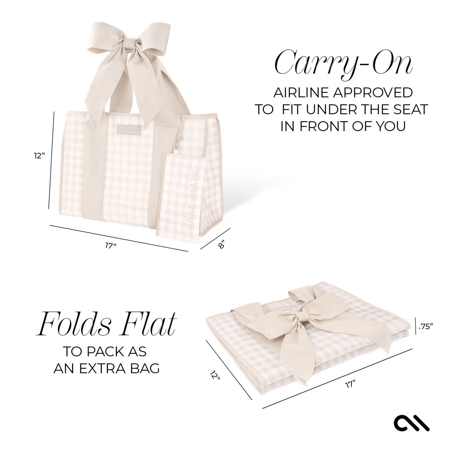Case-Mate Latte Gingham Bow Jelly Tote Bag - Can be Embroidered