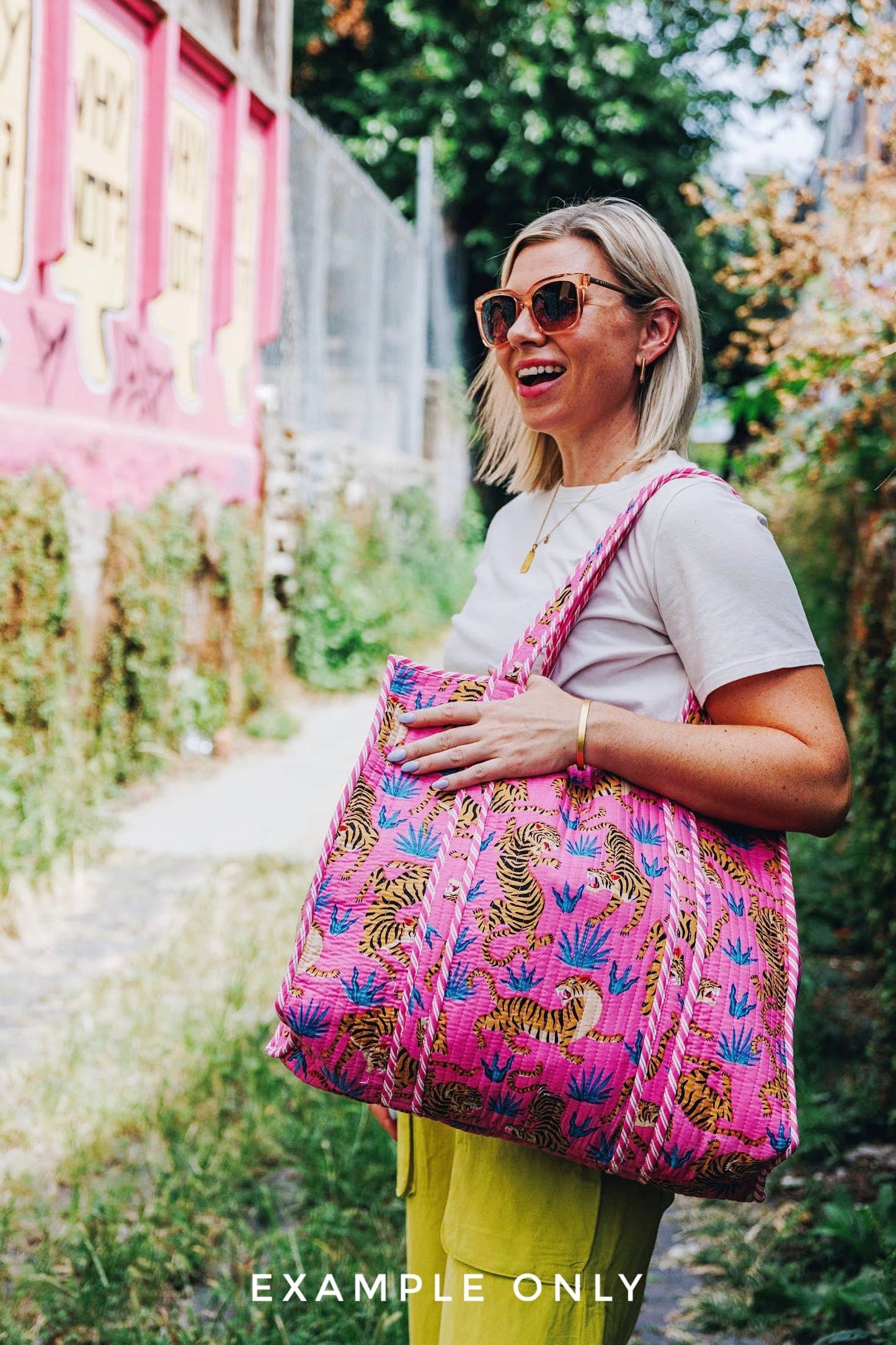 Quilted Tote Bag | Orange Floral Bag | Large Shopping Tote
