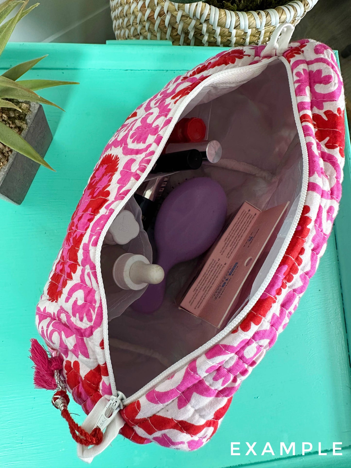 Quilted Makeup Bags | Cosmetic Toiletry Bag | Orange Floral