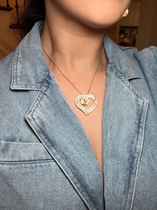 CZ Gold Heart Necklace