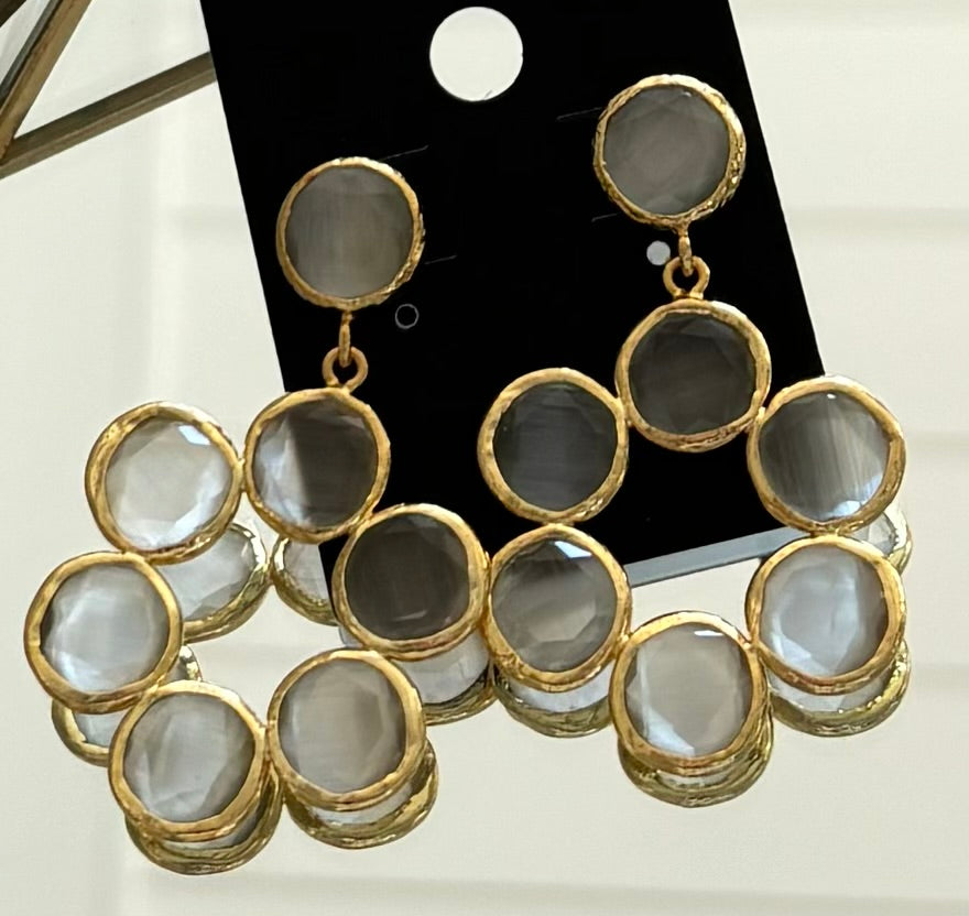 Brass with Gray Stones Earrings