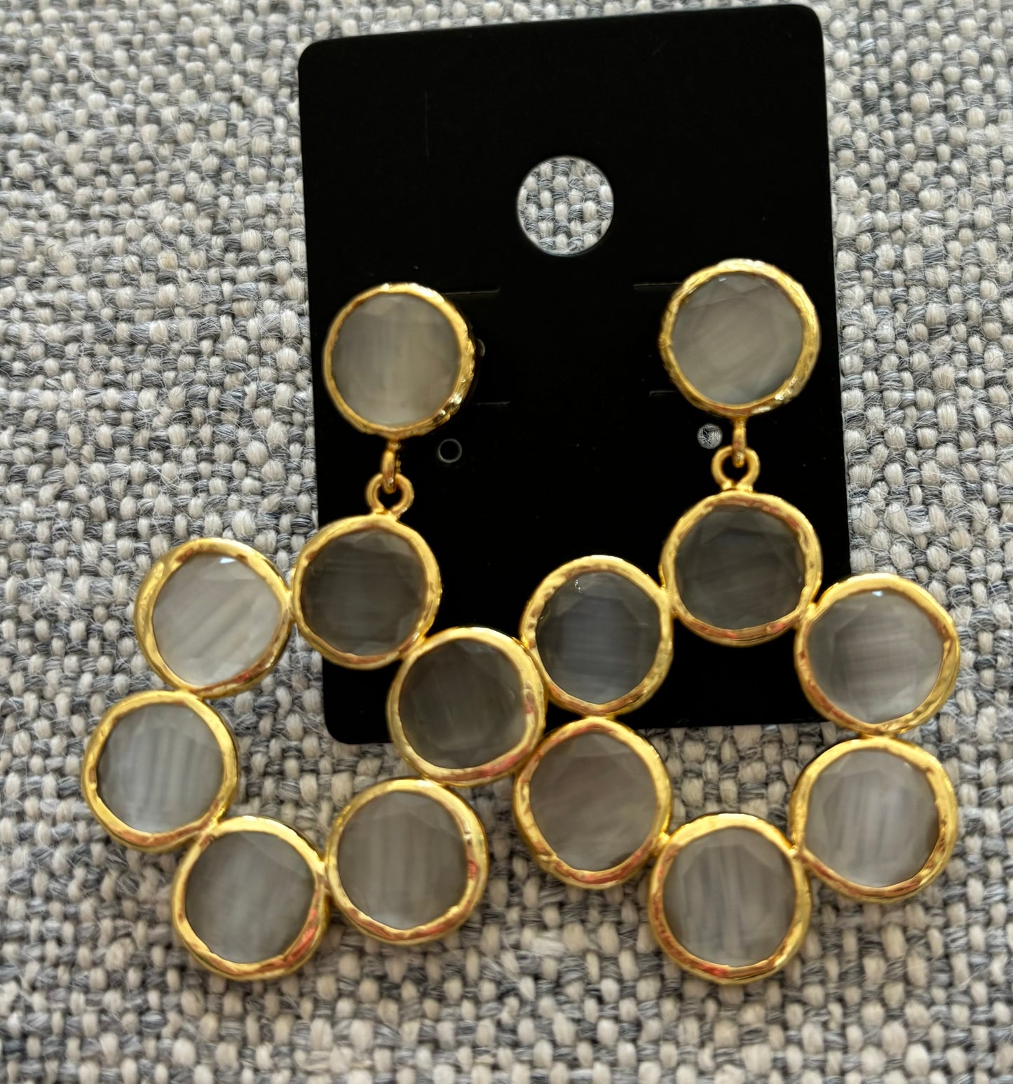 Brass with Gray Stones Earrings