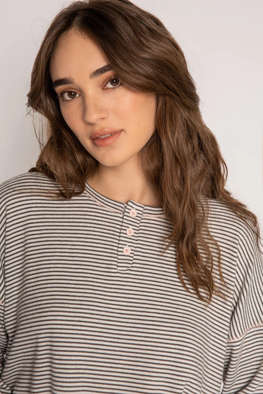Livin on the Edge Long Sleeve Stripe Pajama Top