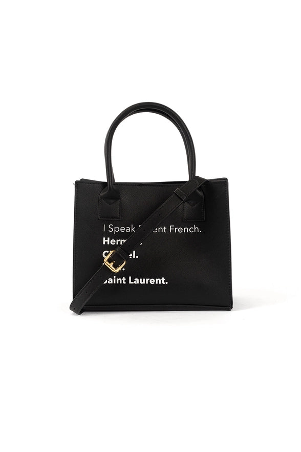 Mini Modern Tote / Handbag - Fluent French (Black)
