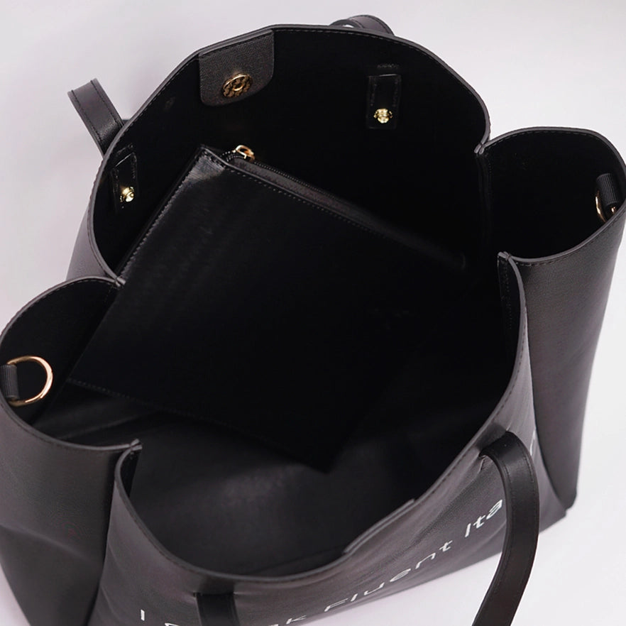 Never Ending Tote / Handbag- Fluent Italian (Black)