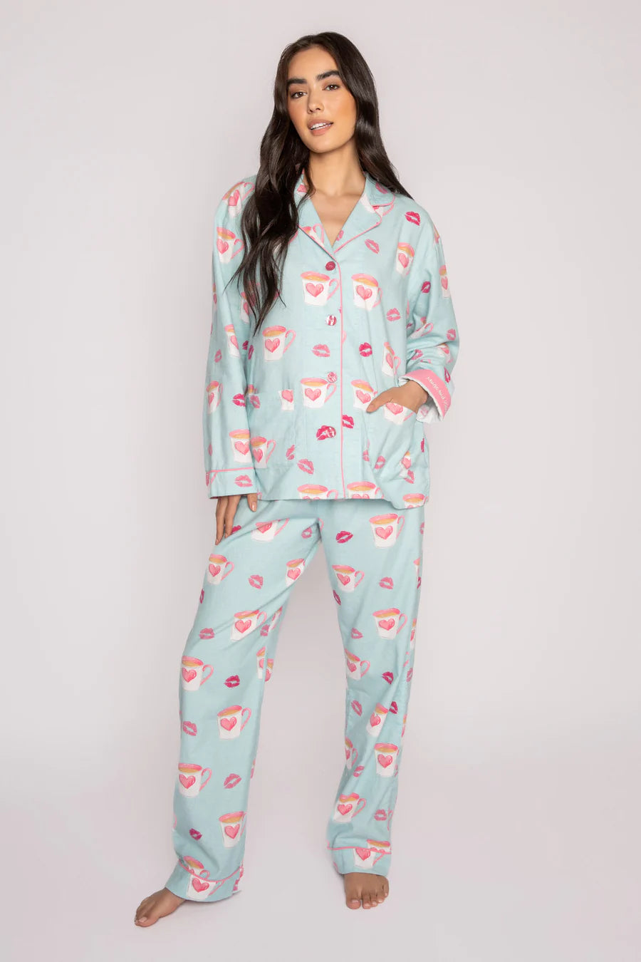 Mugs & Kisses Flannel Pajamas