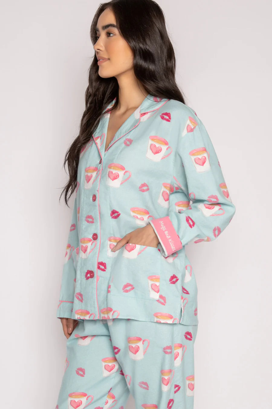 Mugs & Kisses Flannel Pajamas