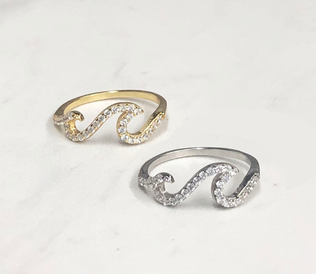 CZ Gold Wave Ring