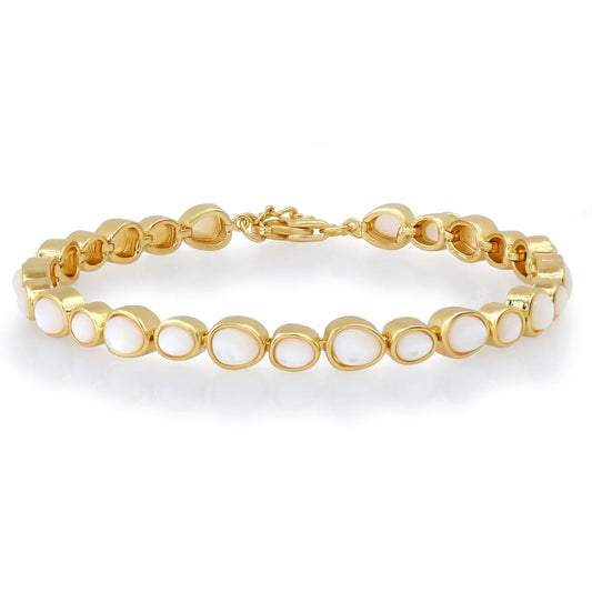 Bezel Set Mother of Pearl Tennis Bracelet