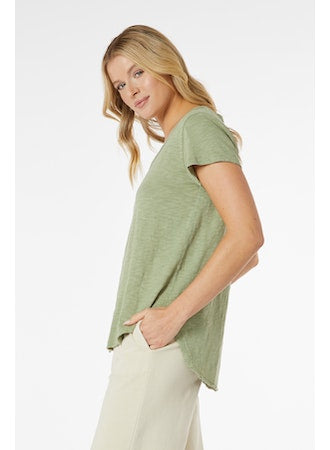 V-Neck T-Shirt with Curve Hem