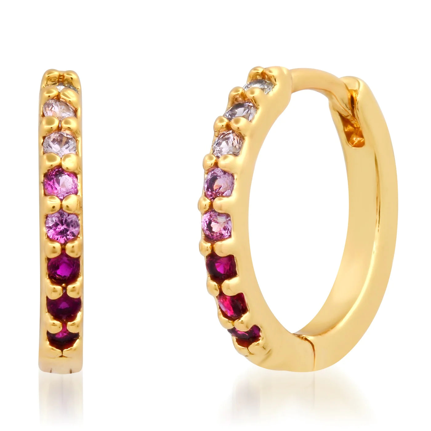 Ombre Pave CZ Huggie Earrings