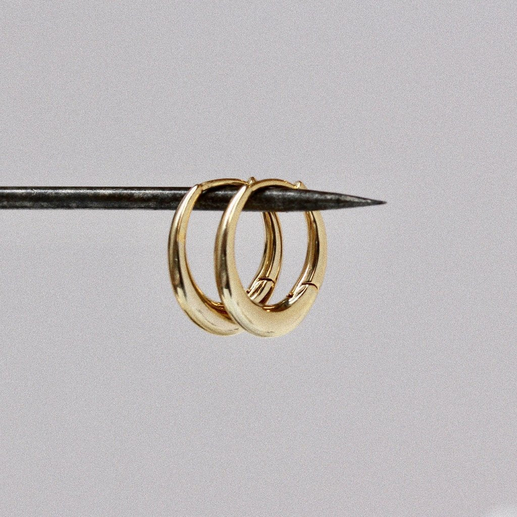Gold Oval Large Hoop Earrings With Snap Closure