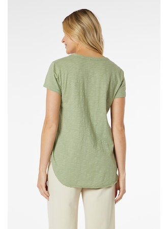 V-Neck T-Shirt with Curve Hem