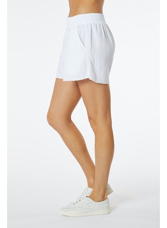 Ribbed Waist Pull On Cotton Shorts