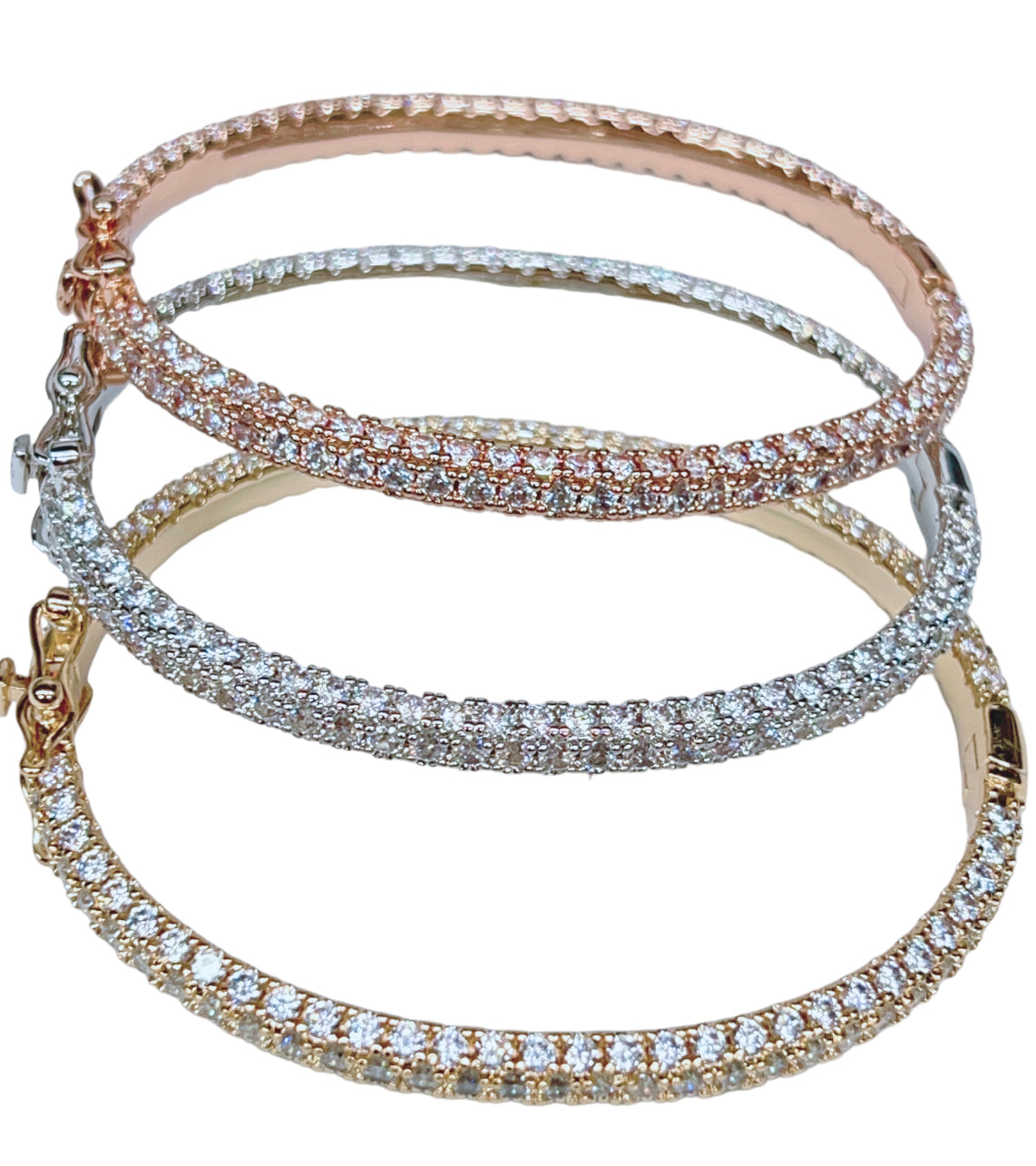 CZ Bangle Bracelet in Gold or Silver