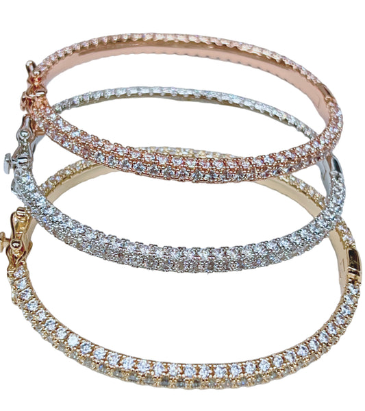 CZ Bangle Bracelet in Gold or Silver
