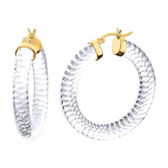 1.5 inch Clear Cable Hoop Earrings