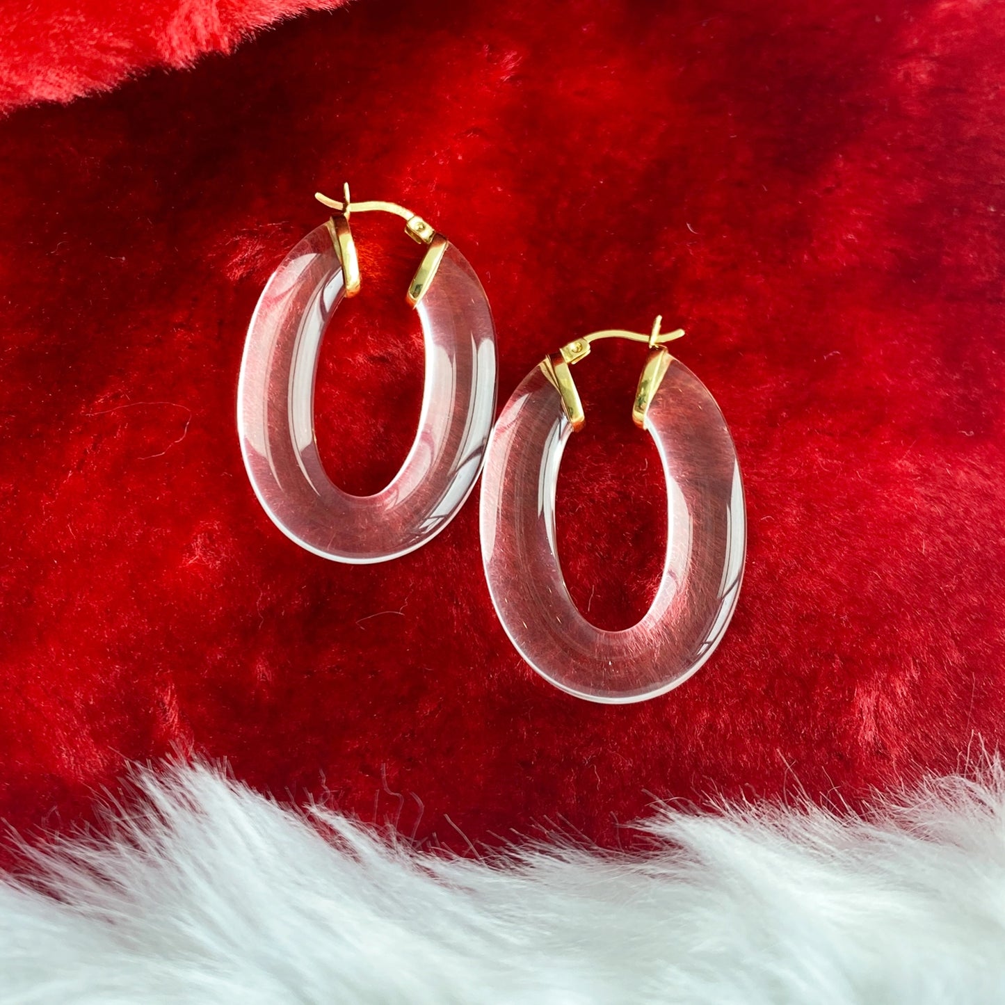 1.5" Clear Flat Oval Hoop Earring