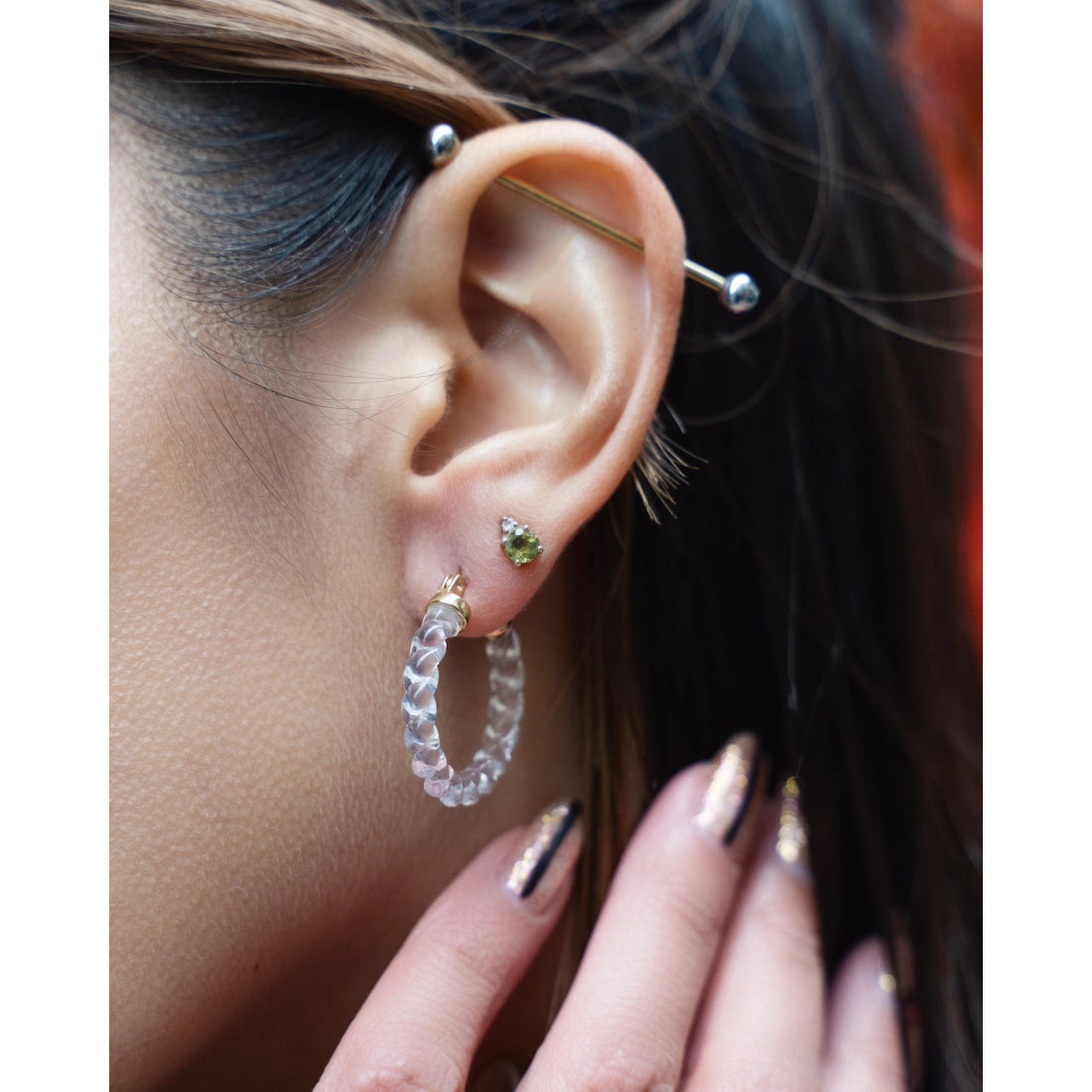 1 inch Clear Mini Rope Hoop Earrings