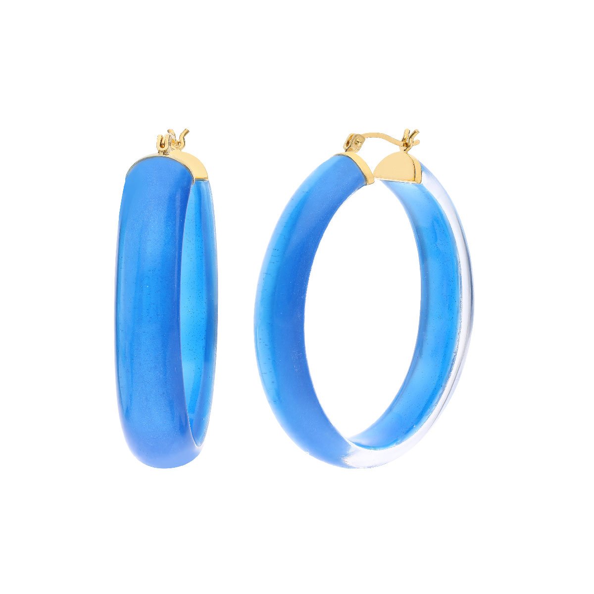 2.5" Original Lapis Round Hoop Earrings