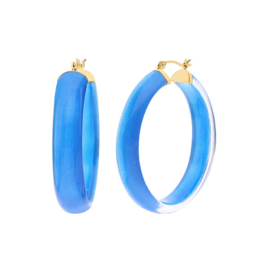 2.5" Original Lapis Round Hoop Earrings