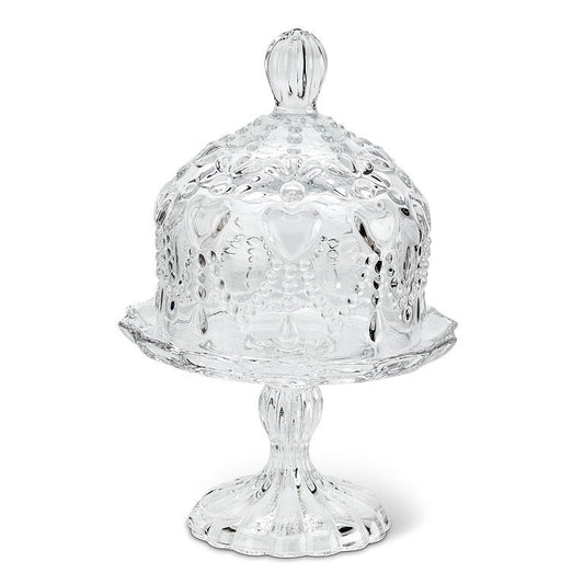 Small Covered Pedestal Plate w/Hearts-6"H