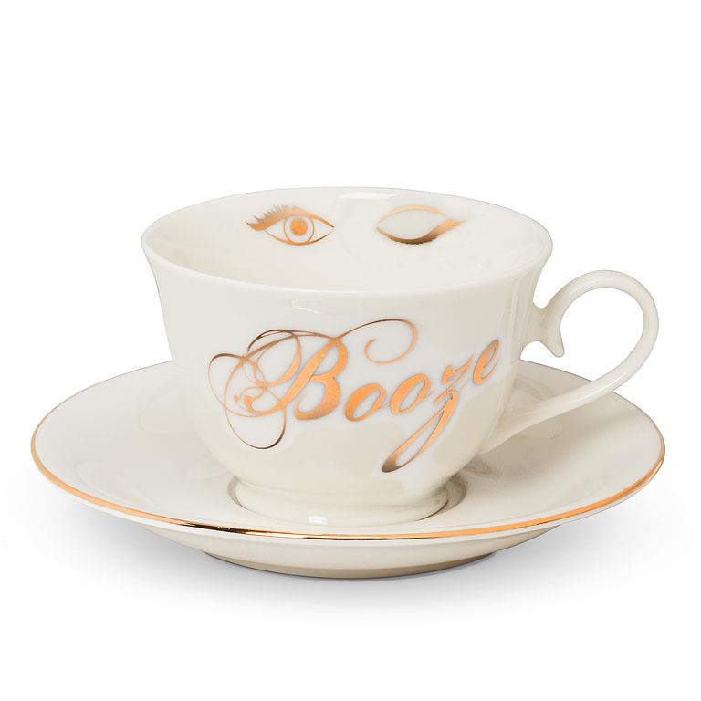Booze Cup & Saucer w/Eyes-3"H(8oz)