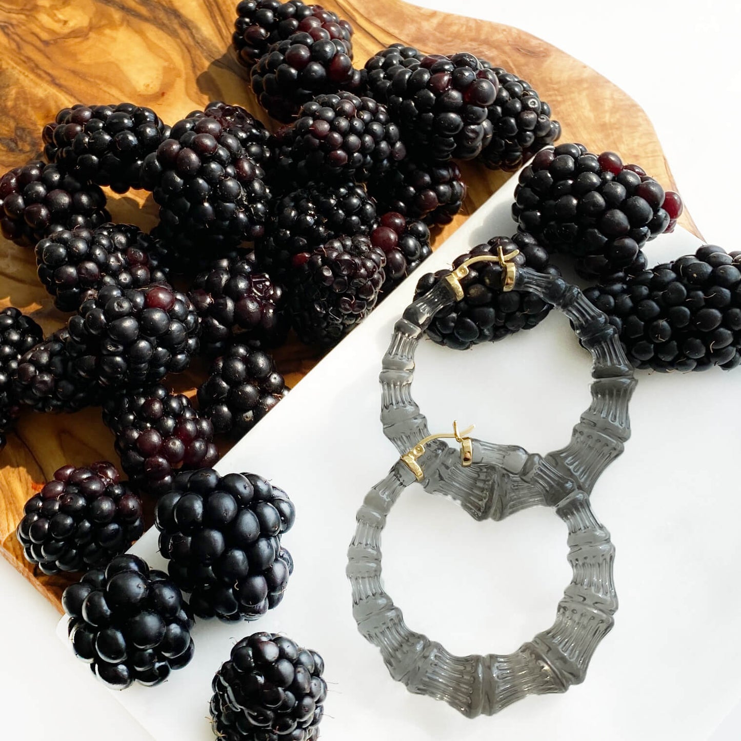 2" Blackberry Bamboo Hoop Earrings