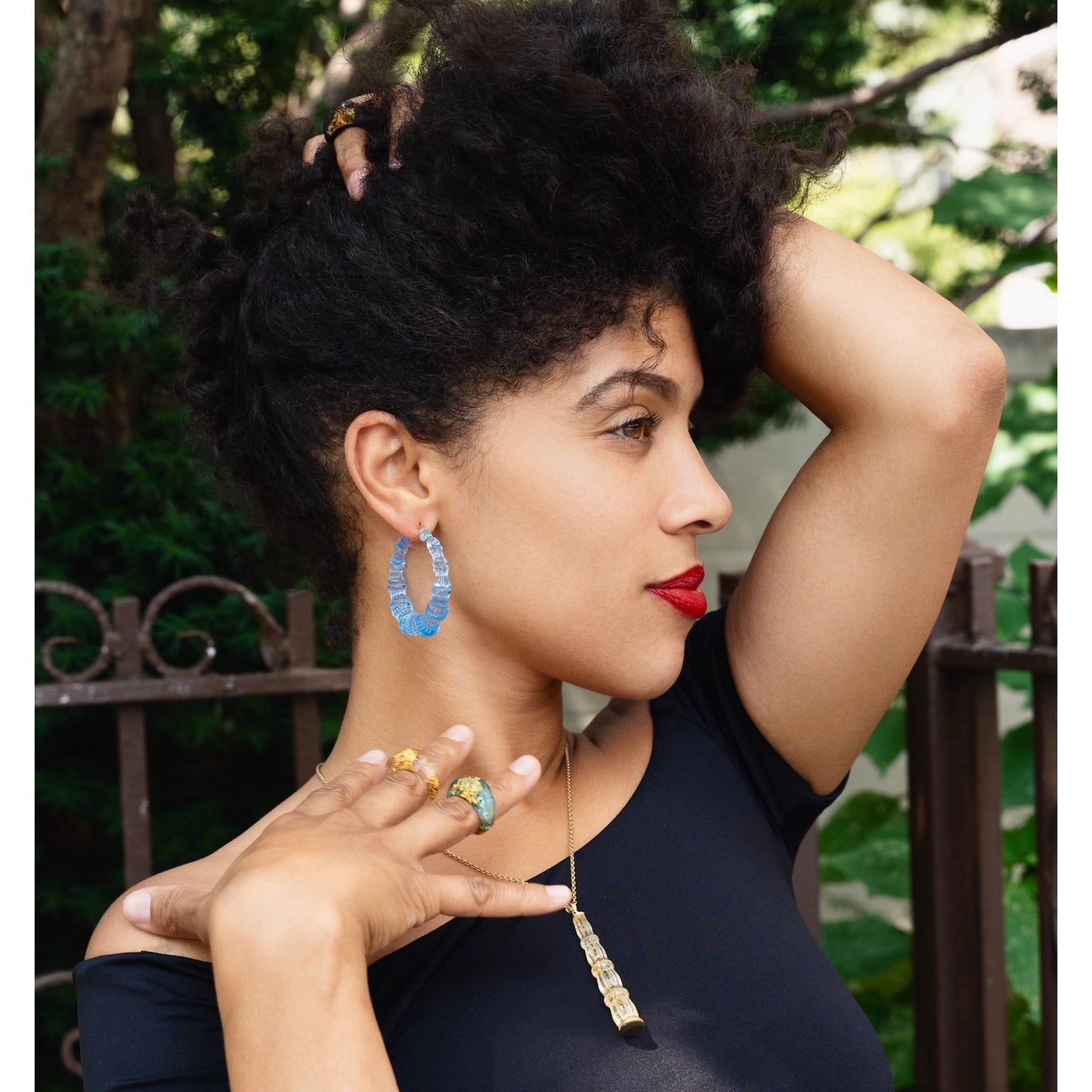 2" Blueberry Bamboo Hoop Earrings