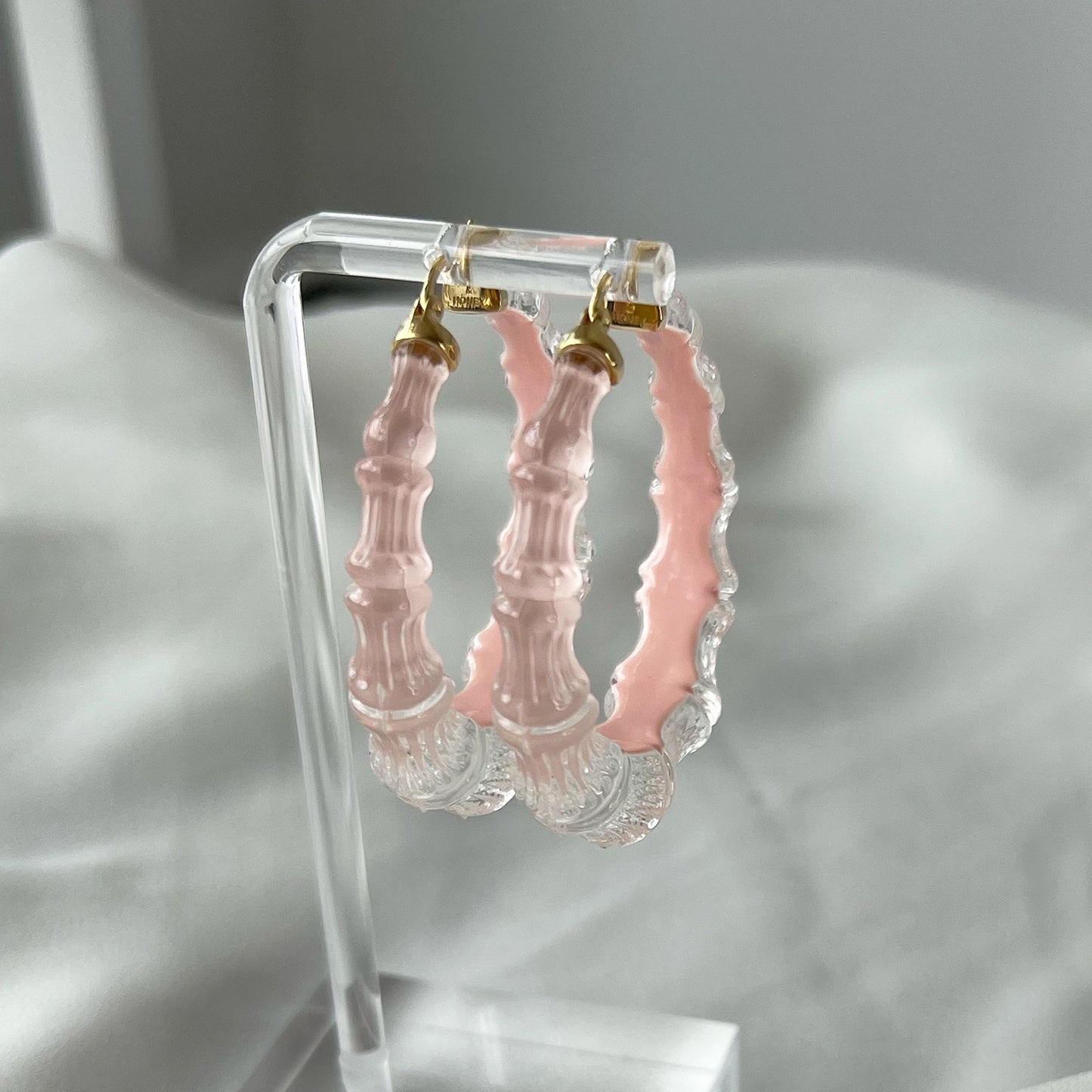 2" Illusion Bamboo Hoop Earrings in Ballerina Slipper