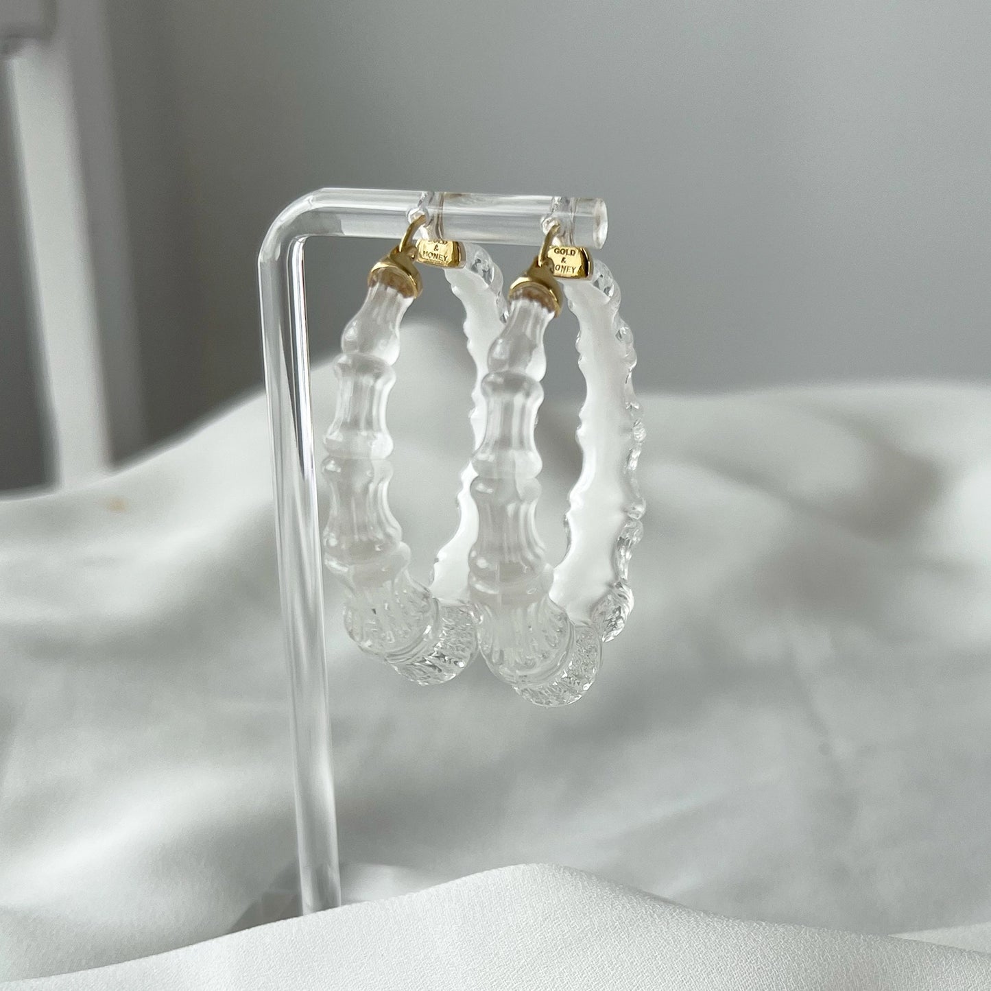 2" Illusion Bamboo Hoop Earrings in Dove