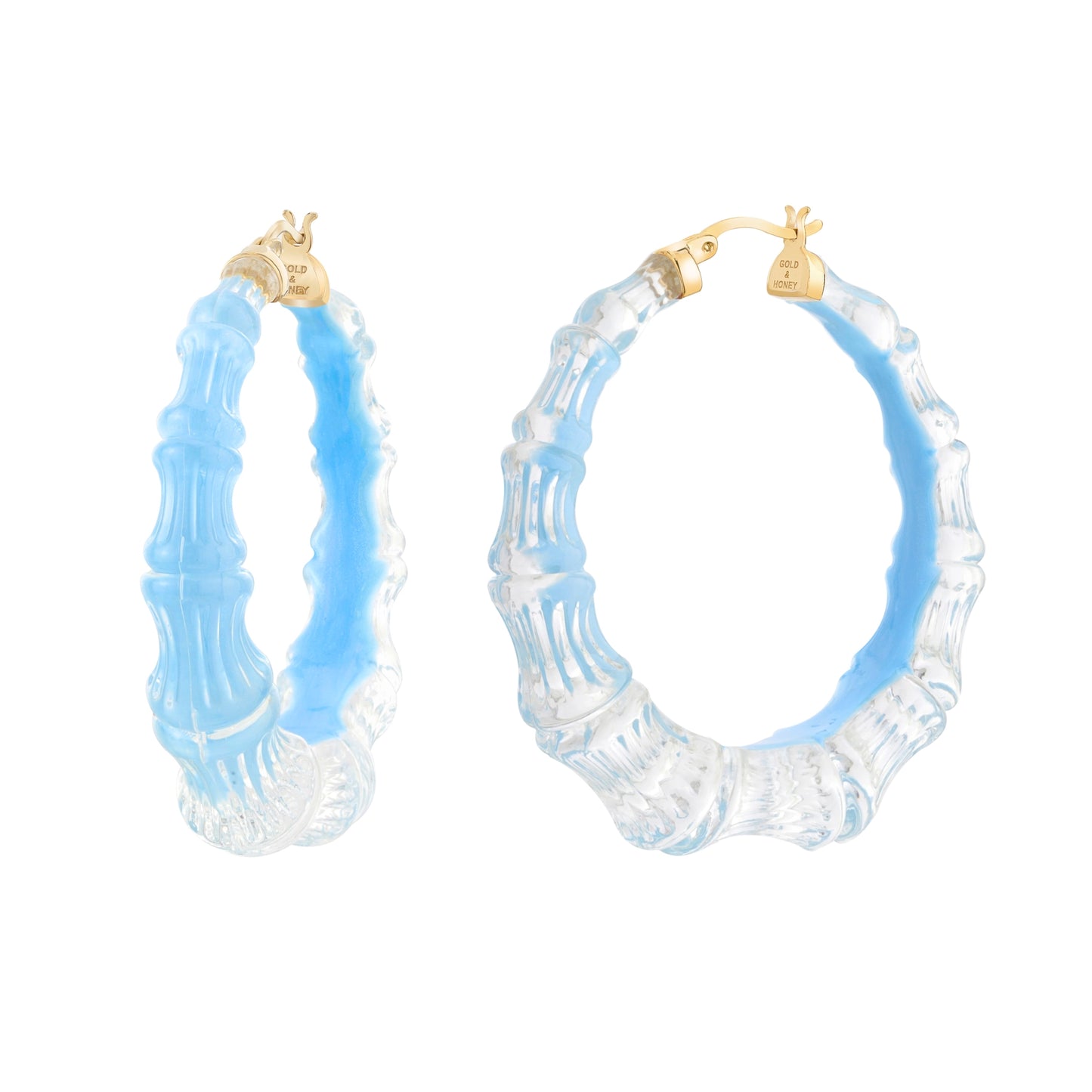2" Illusion Bamboo Hoop Earrings in Ice Blue