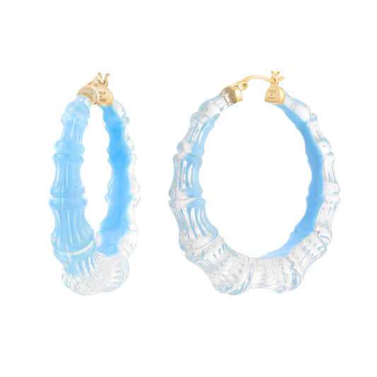 2" Illusion Bamboo Hoop Earrings in Ice Blue