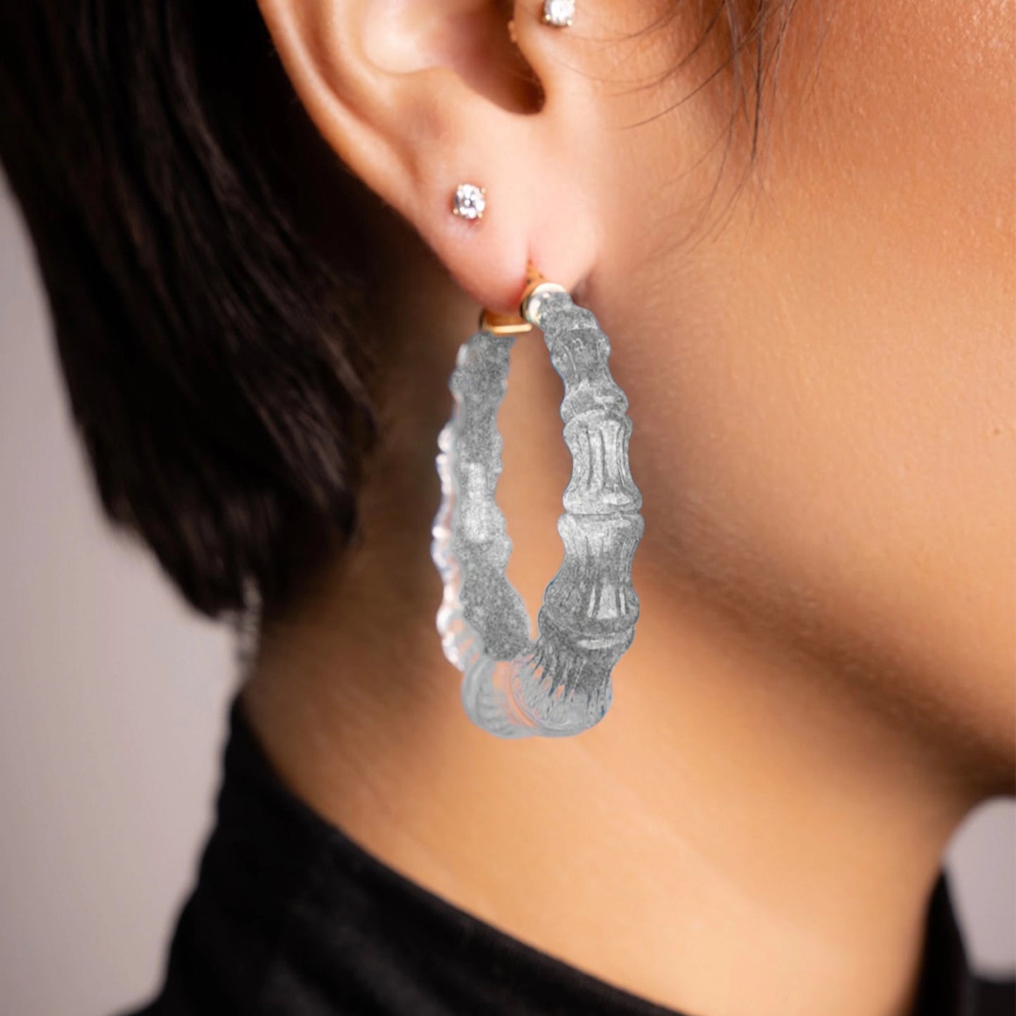 2" Illusion Bamboo Hoop Earrings in Pixi