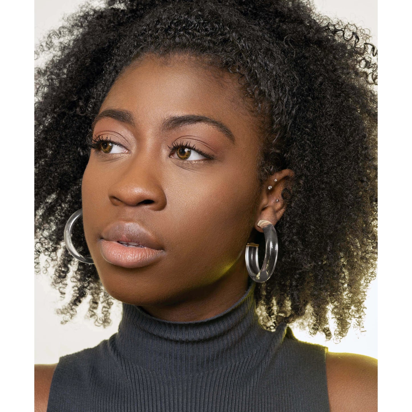 2" Medium Clear Illusion Hoop Earrings