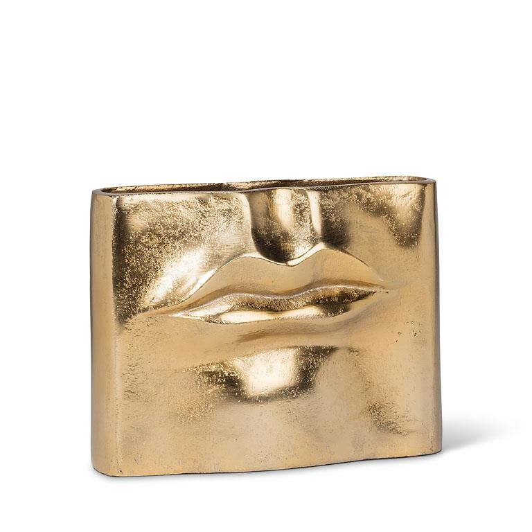 Large Rectangle Lip Vase-Gold-3x11.5"W
