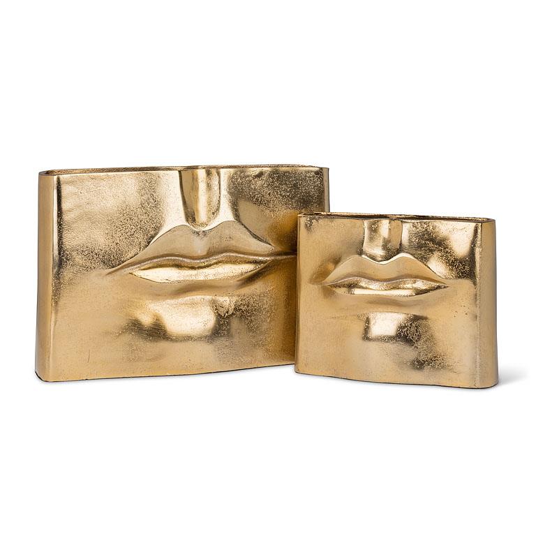 Large Rectangle Lip Vase-Gold-3x11.5"W