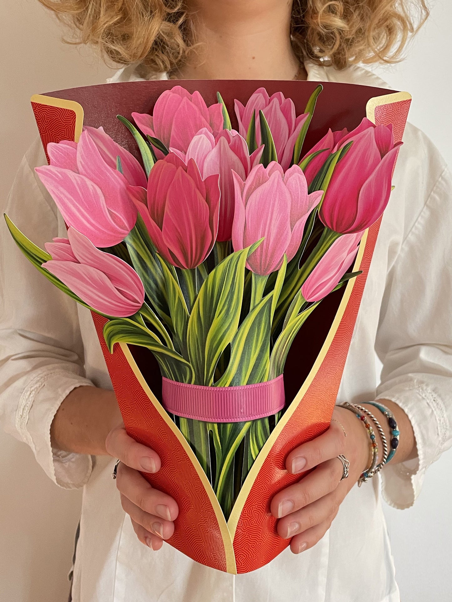 Pink Tulips Pop Up Flower Bouquet