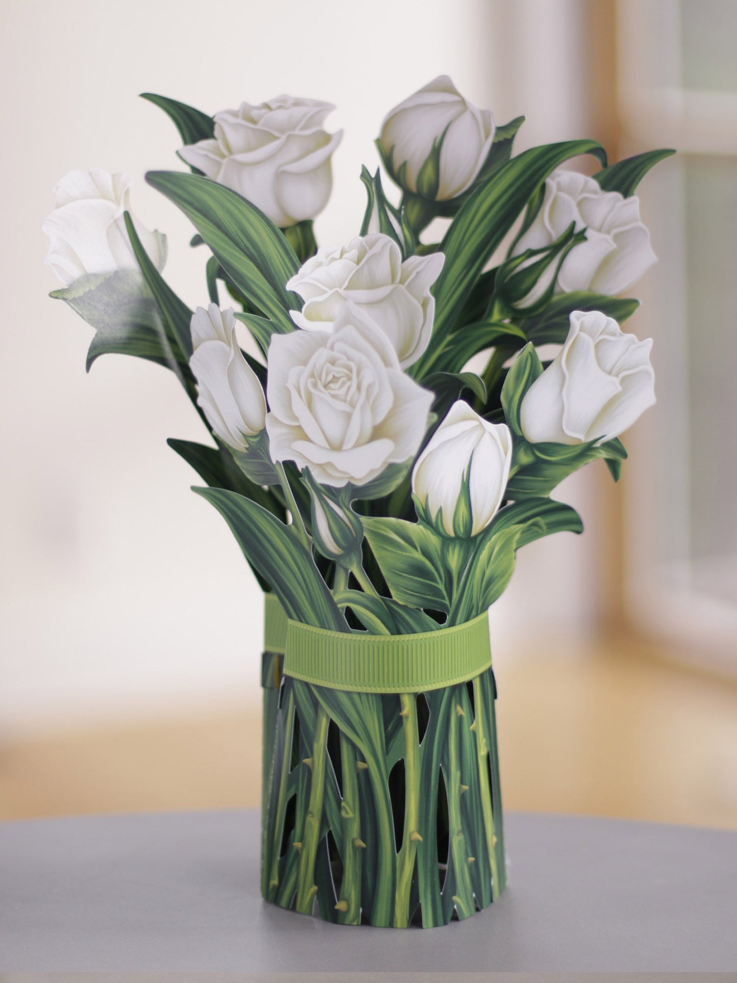 White Roses Pop Up Flower Bouquet
