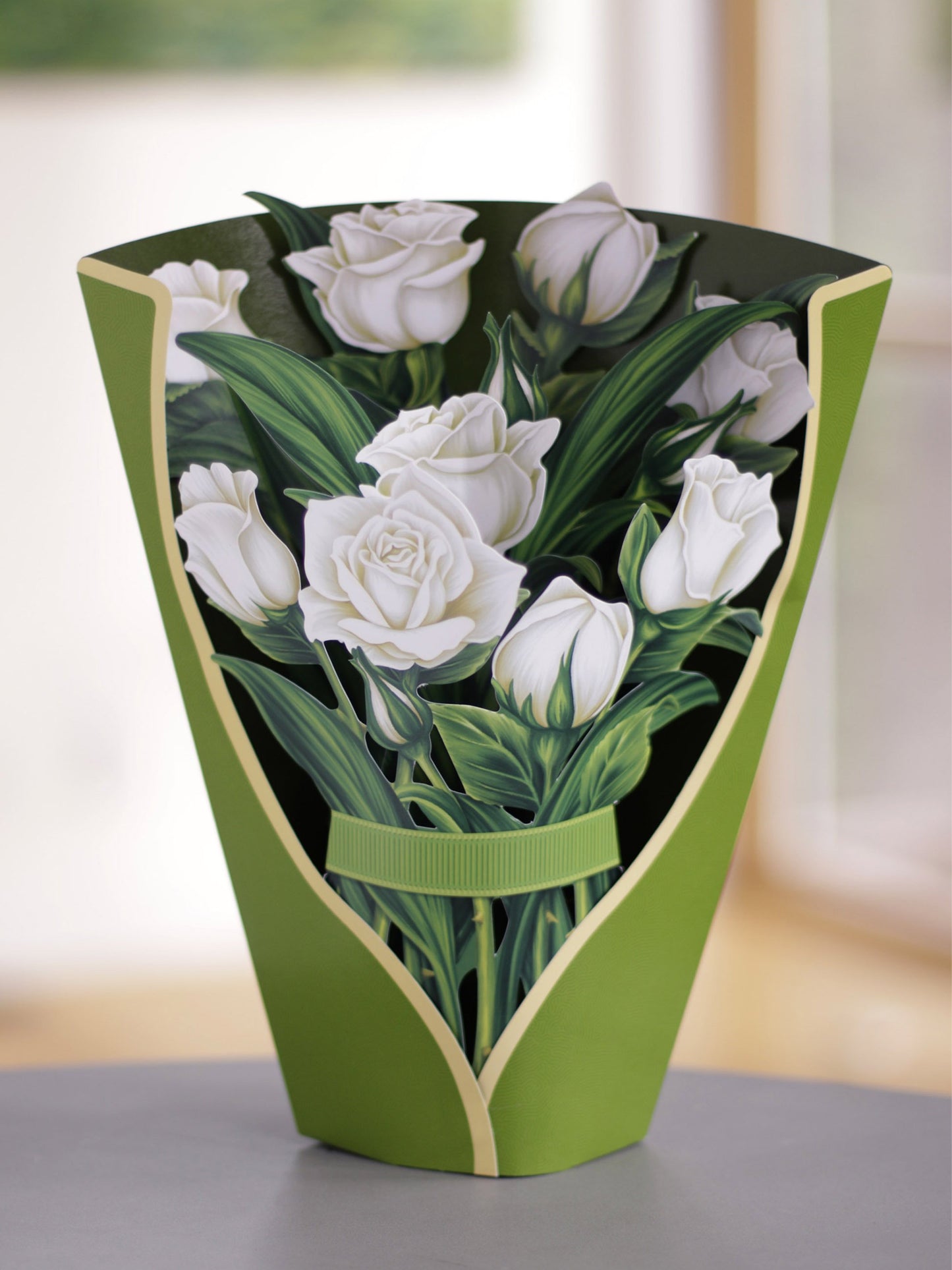 White Roses Pop Up Flower Bouquet
