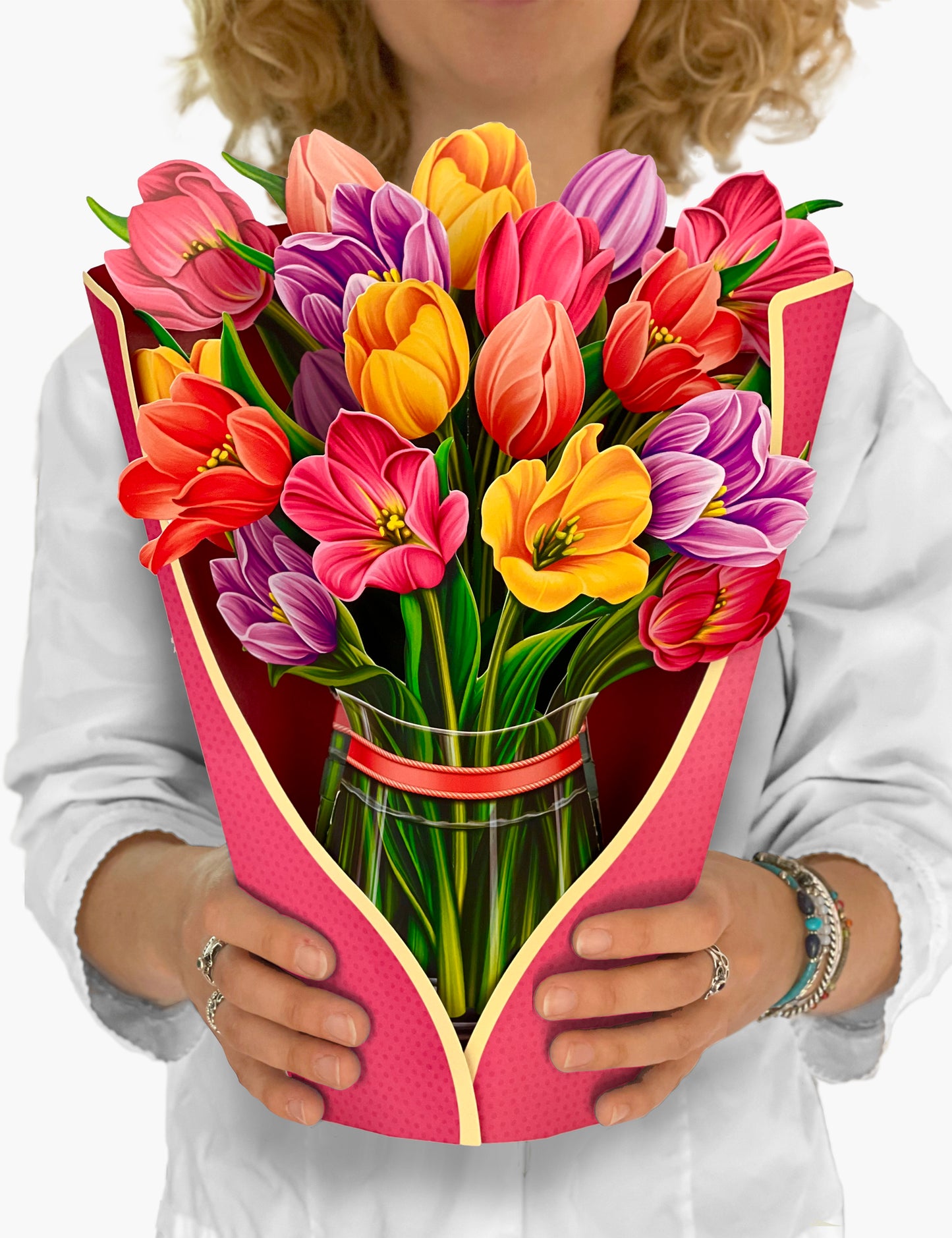 Festive Tulips Pop Up Flower Bouquet