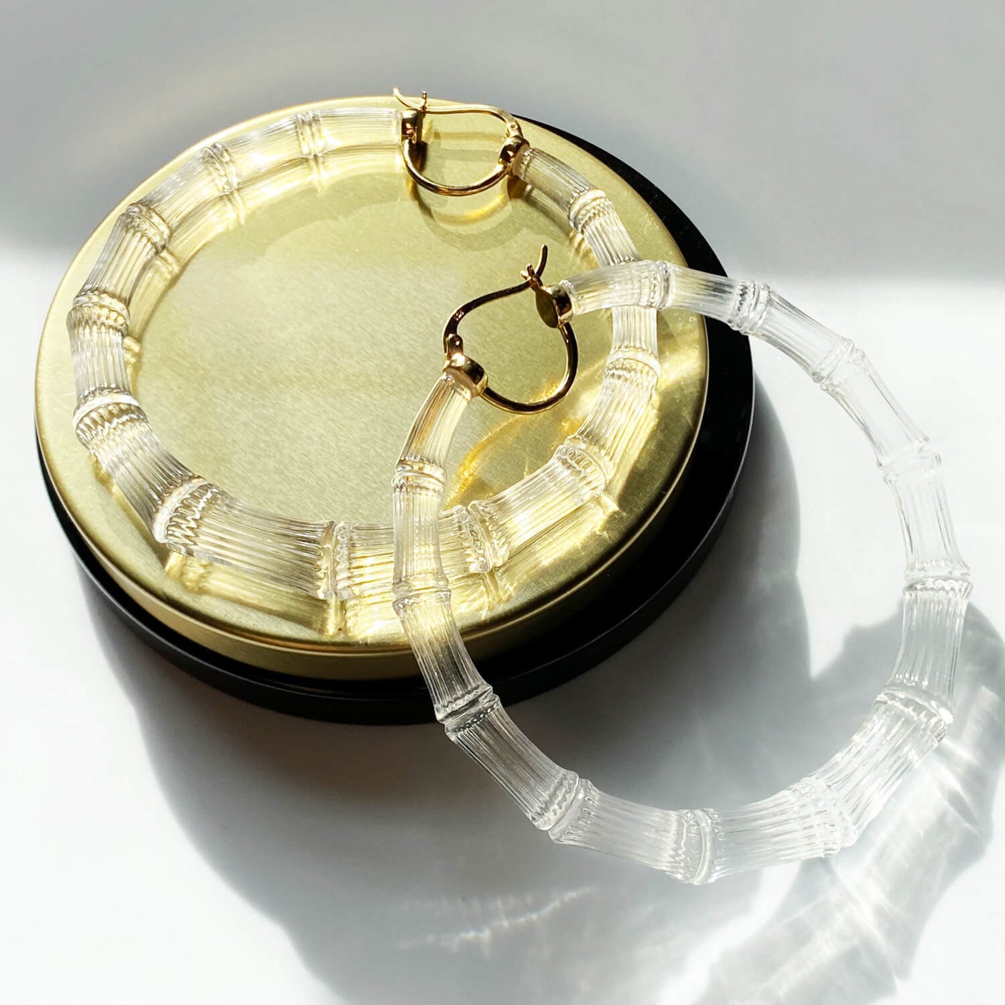 3" Clear Bamboo Hoop Earrings