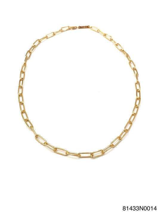 Penny paperclip short necklace, Gold finish