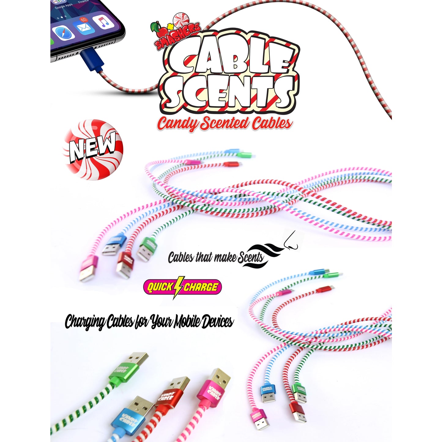 4 Foot Smashers Scented Charge Cable - Cell Phone