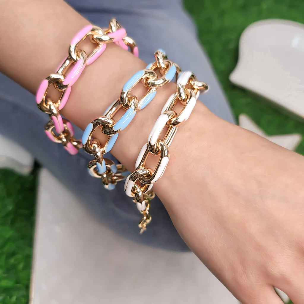 Enamel Paperclip Bracelet