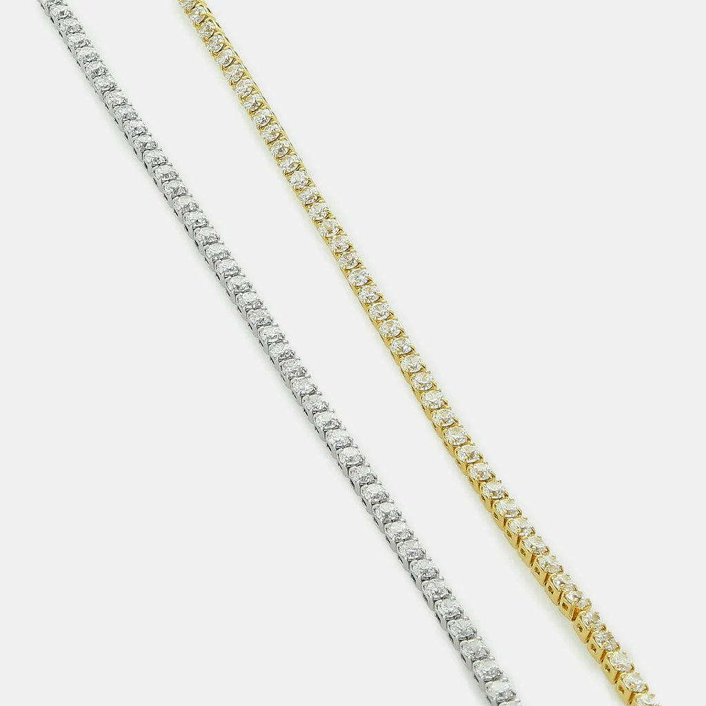 16" Full CZ Stones with Prong Setting Chain Necklace in Gold or Silver