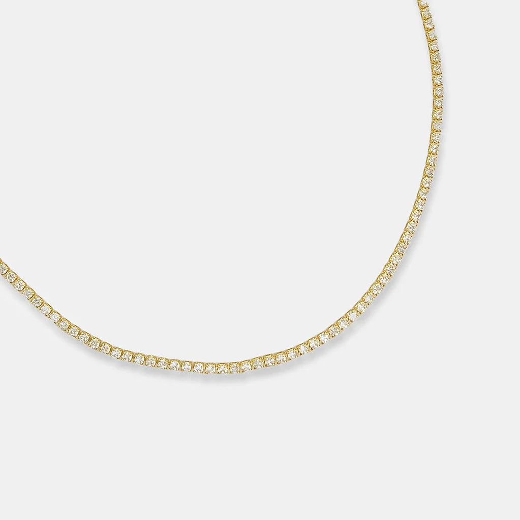 16" Full CZ Stones with Prong Setting Chain Necklace in Gold or Silver